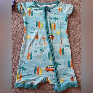 Little Sleepies Light Blue Surfboard & Van Print One-Piece Bodysuit